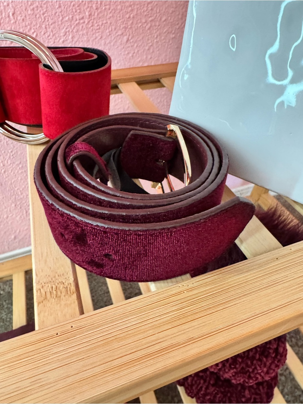 Plush Velvet Women's Belt in Burgundy - Classic Fashion Accessory